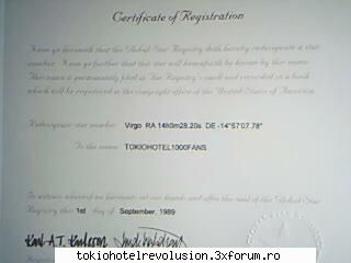 A Star For Tokio Hotel - HERE is the NAME OF STAR TO SYMBOLIZE the LOVE OF - Arhiva Generala /General Archive